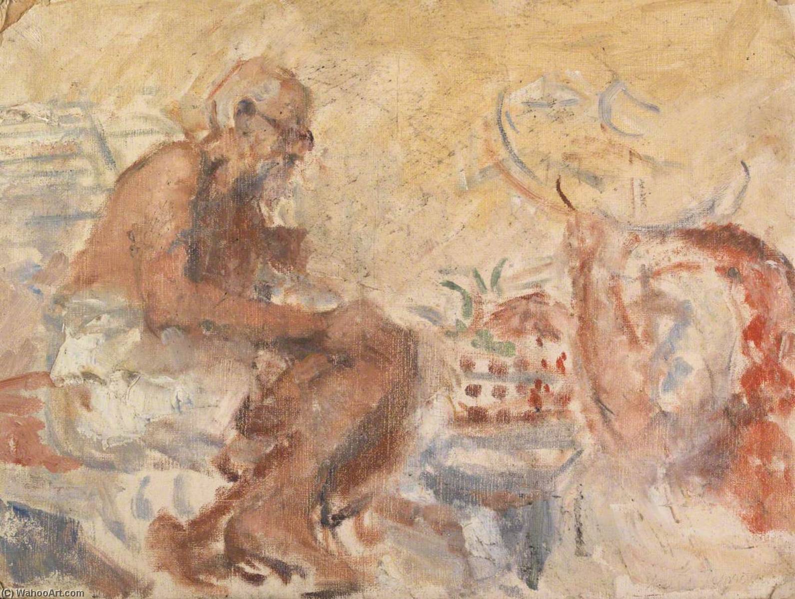 Artwork Replica Interior with Figures, 1950 by Ursula Tyrwhitt