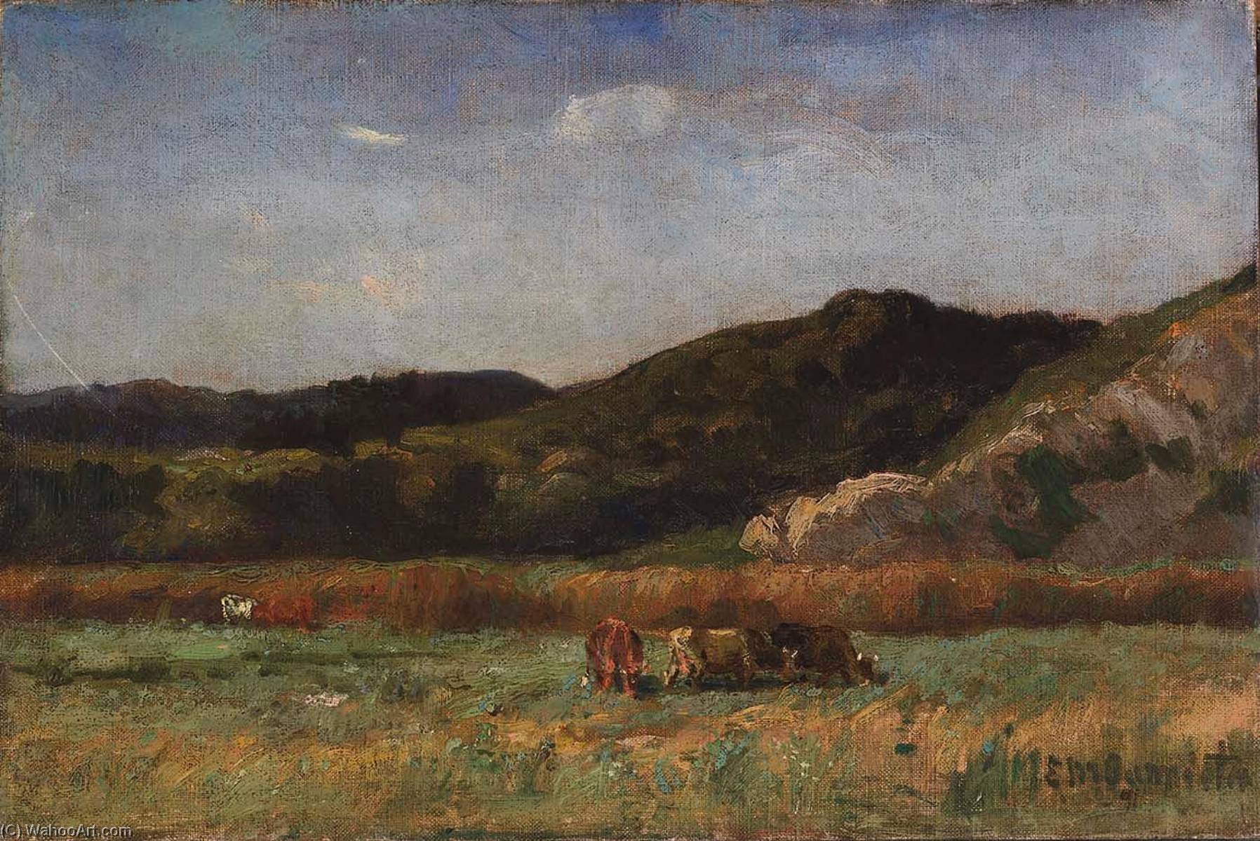 Museum Art Reproductions Untitled (landscape with cows grazing, hills