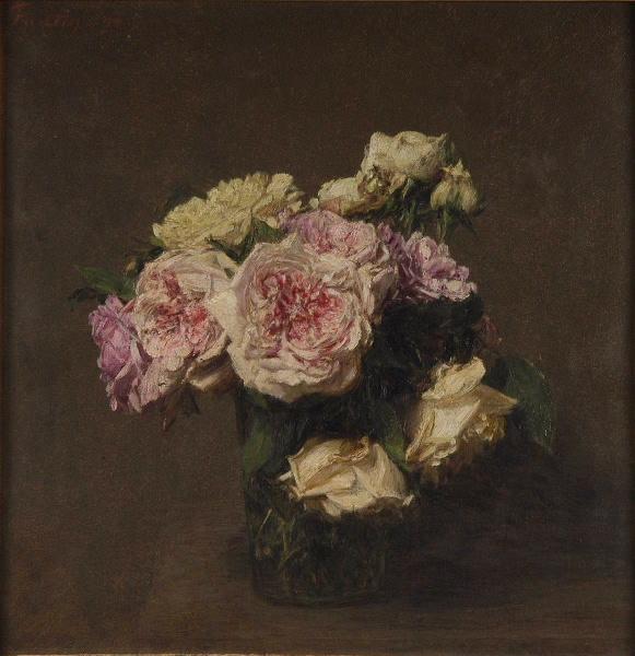 Artwork Replica Roses dans un vase de cristal by Henri Fantin Latour